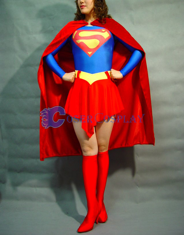 Supergirl Cosplay Costume Spandex Dress